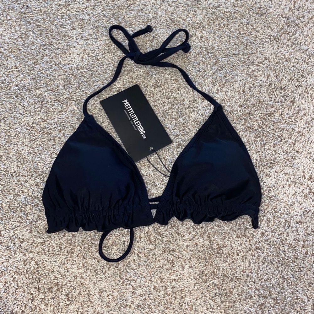 Black Ruffled Bikini Top